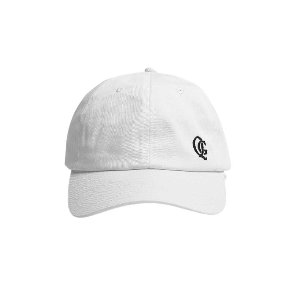 QUIET GOLF Monogram Left Dad Hat White