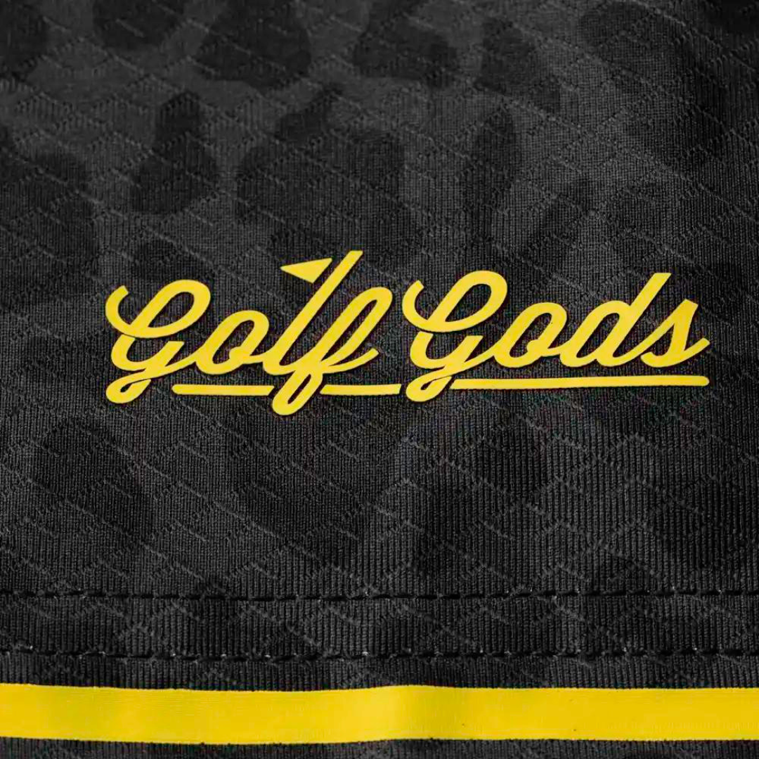 GOLF GODS Men's Black Leopard Cool Tech Performance Golf Polo