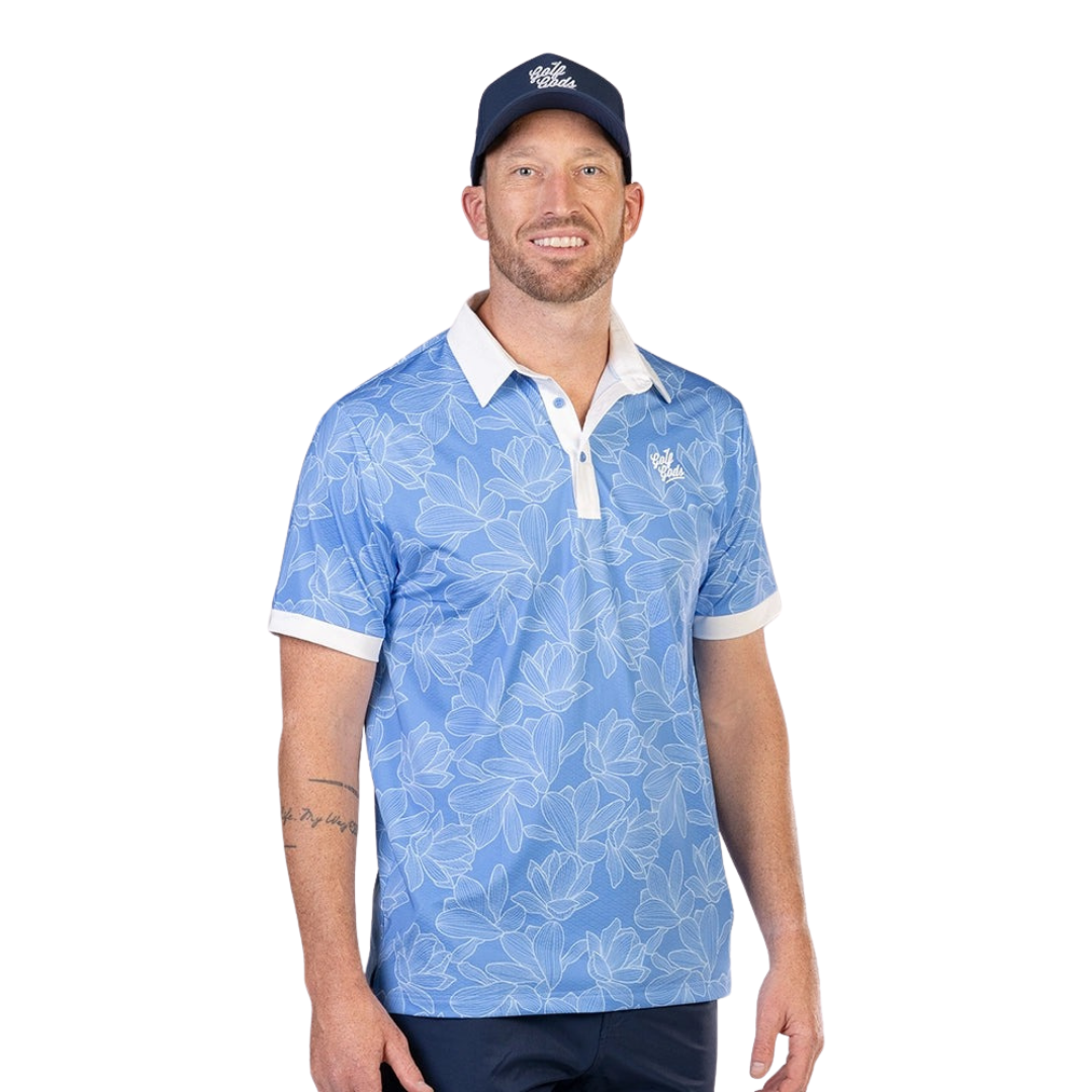 GOLF GODS - GOLF GODS Men's Azalea Blue Cool Tech Performance Polo - The Agora Bangkok