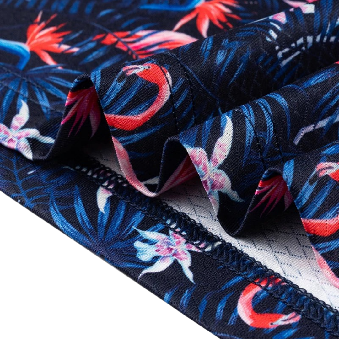 GOLF GODS - GOLF GODS Men's Flowers & Flamingos Cool Tech Performance Polo - The Agora Bangkok