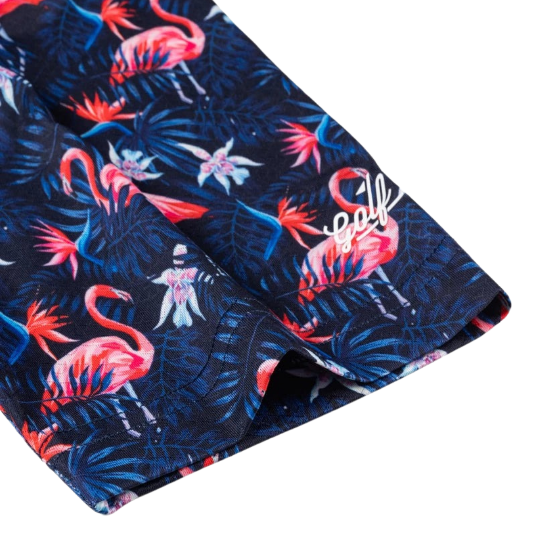 GOLF GODS - GOLF GODS Men's Flowers & Flamingos Cool Tech Performance Polo - The Agora Bangkok