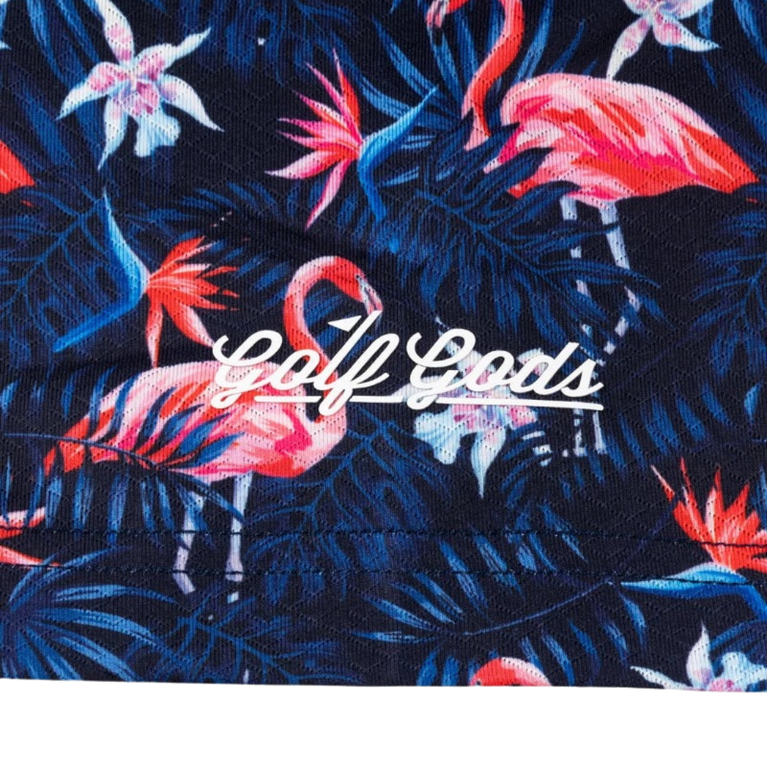 GOLF GODS - GOLF GODS Men's Flowers & Flamingos Cool Tech Performance Polo - The Agora Bangkok