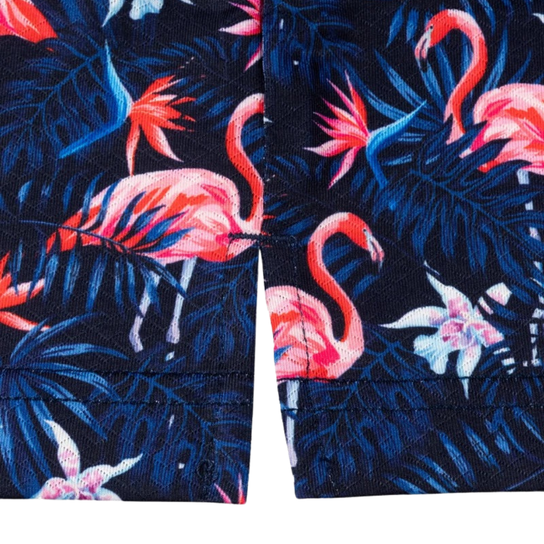 GOLF GODS - GOLF GODS Men's Flowers & Flamingos Cool Tech Performance Polo - The Agora Bangkok
