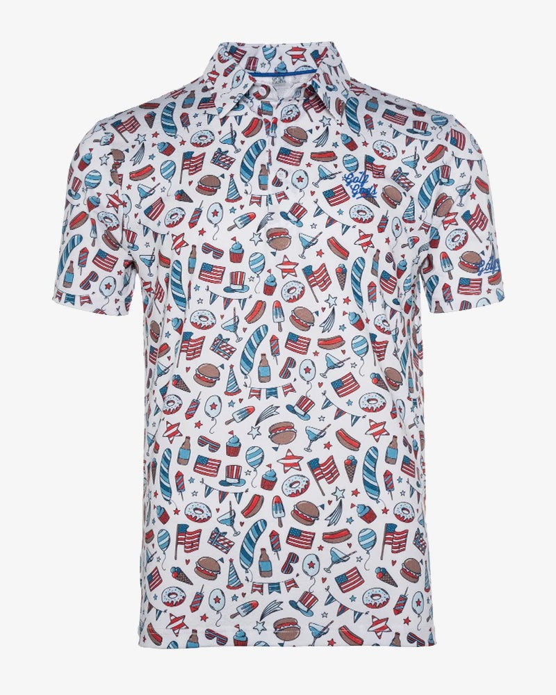 GOLFGODSPartyintheUSACoolTechPerformanceGolfPolo01 Front