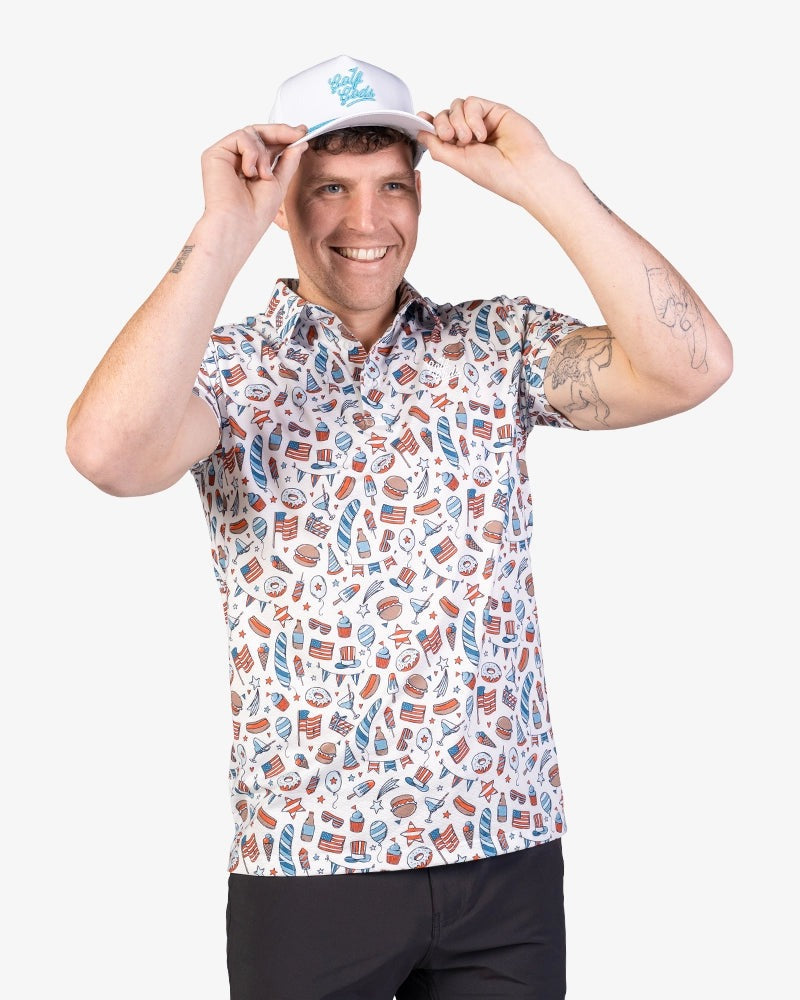 GOLF GODS - GOLF GODS Men's Party in the USA Cool Tech Performance Polo - The Agora Bangkok