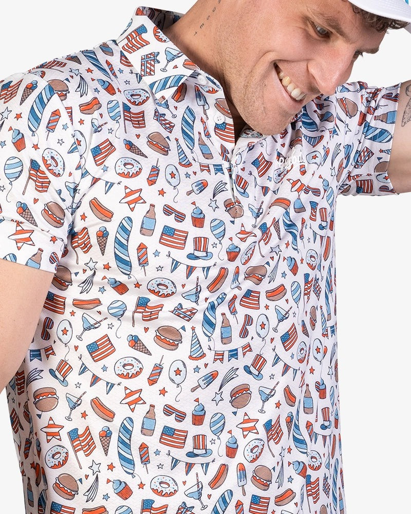 GOLF GODS - GOLF GODS Men's Party in the USA Cool Tech Performance Polo - The Agora Bangkok