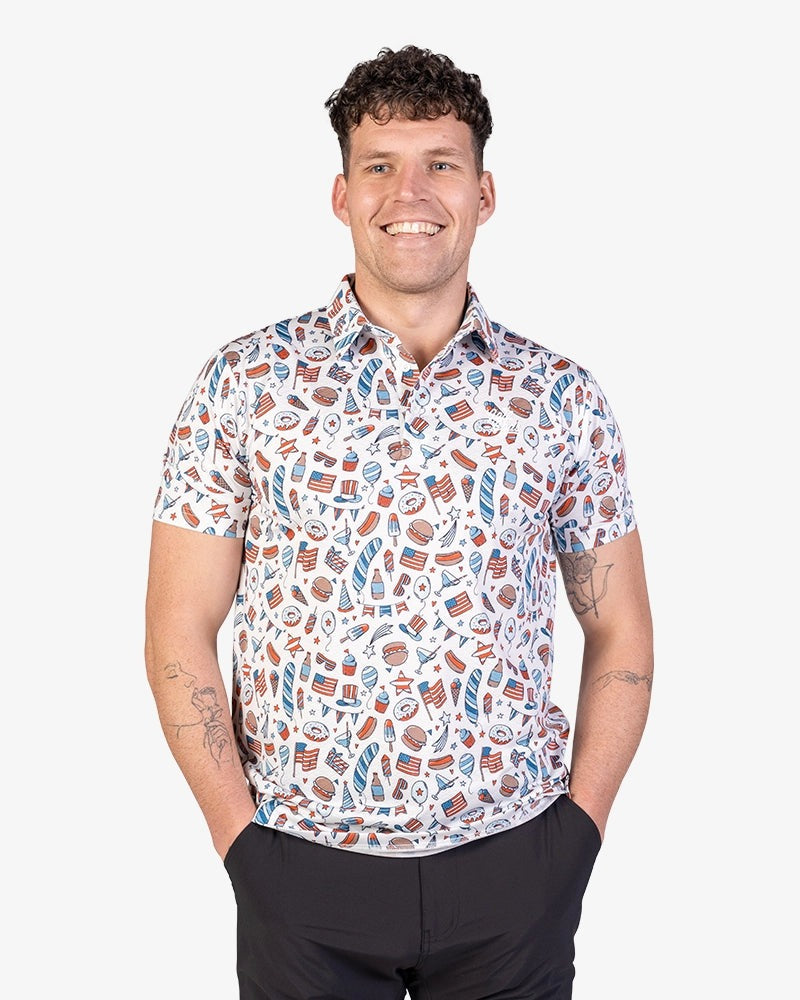 GOLF GODS - GOLF GODS Men's Party in the USA Cool Tech Performance Polo - The Agora Bangkok