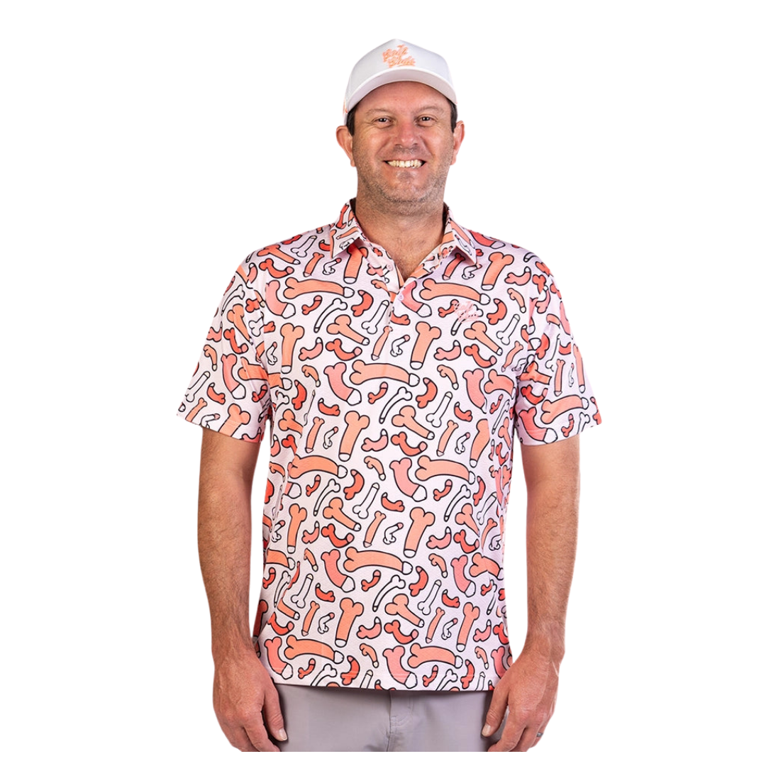 GOLF GODS - GOLF GODS Men's Ding Dong Pink Cool Tech Performance Polo - The Agora Bangkok