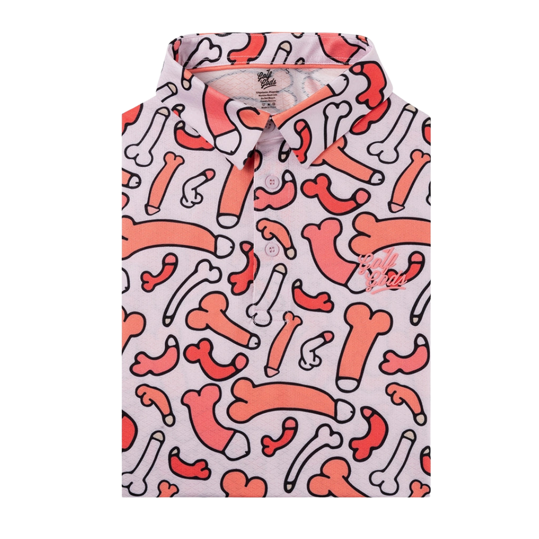 GOLF GODS - GOLF GODS Men's Ding Dong Pink Cool Tech Performance Polo - The Agora Bangkok