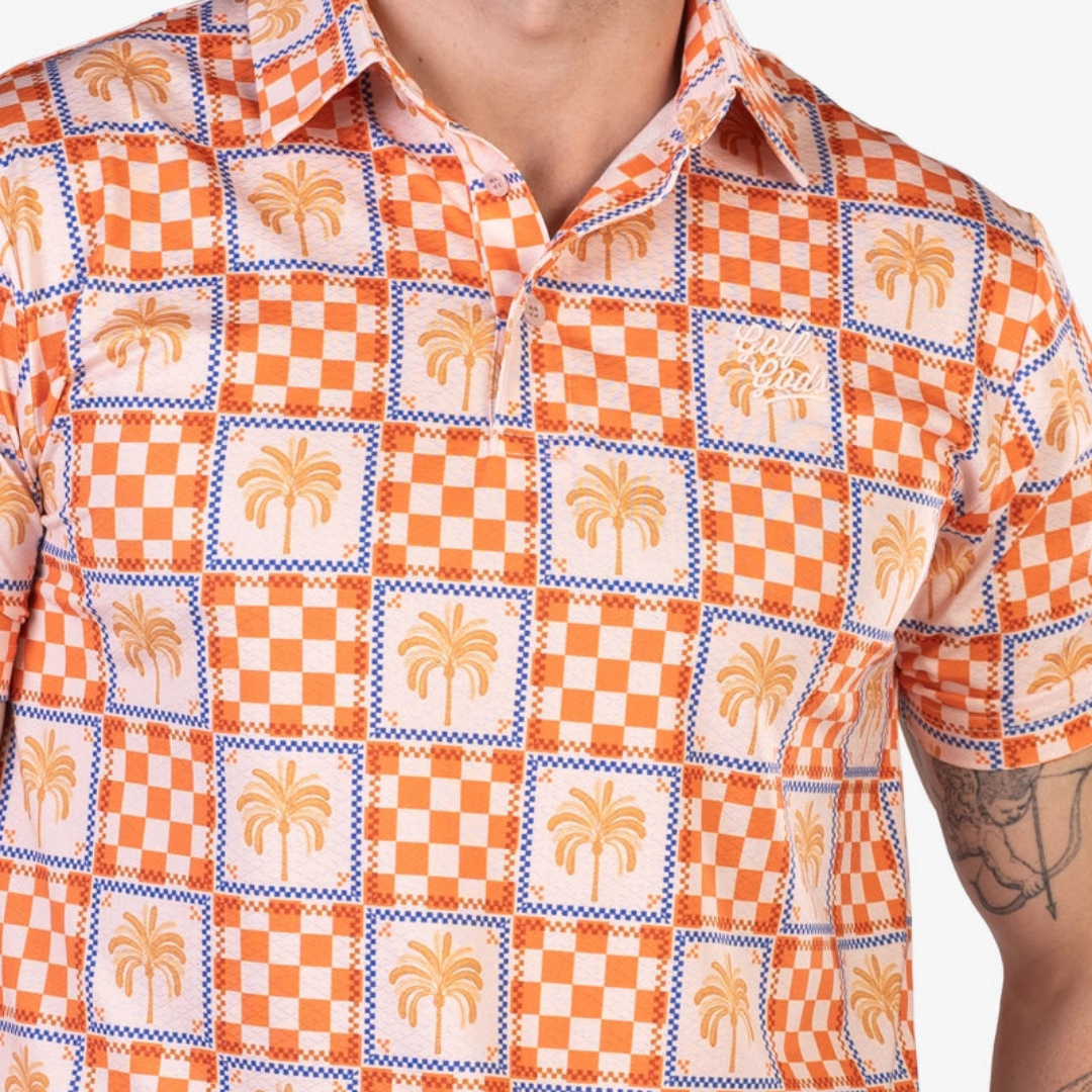 GOLF GODS - GOLF GODS Men's Tropical Check Cool Tech Performance Polo - The Agora Bangkok