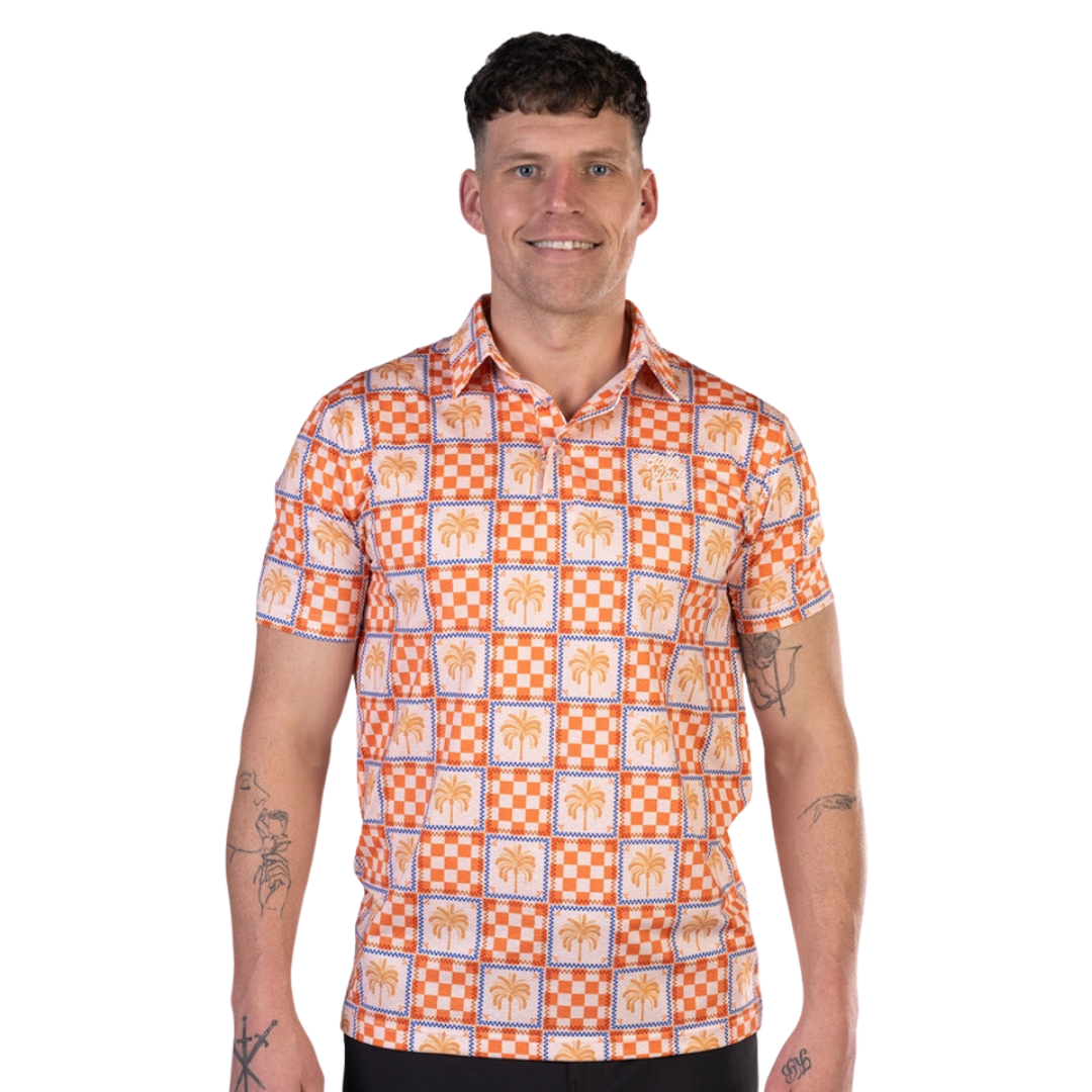 GOLF GODS - GOLF GODS Men's Tropical Check Cool Tech Performance Polo - The Agora Bangkok