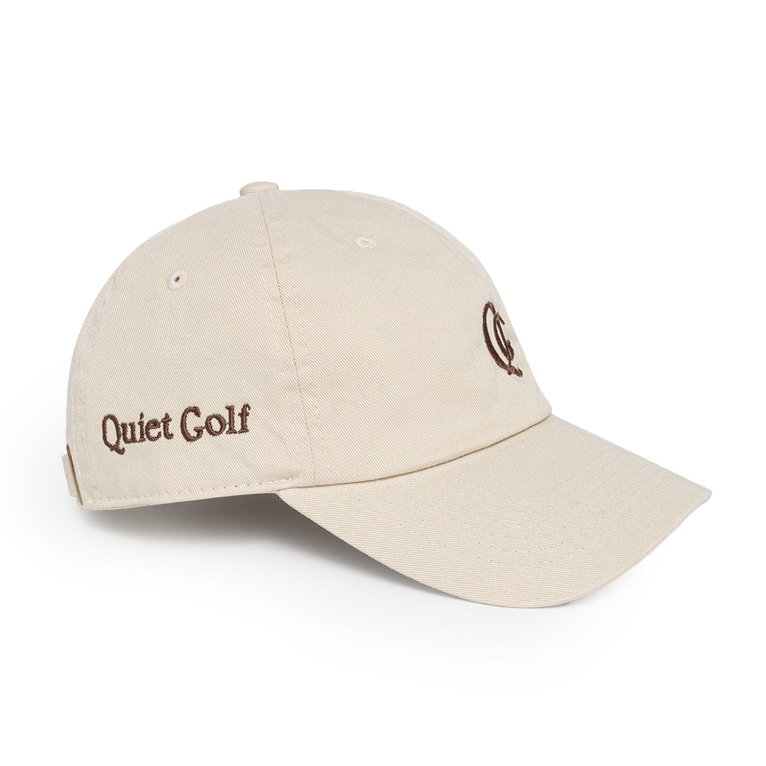 QUIET GOLF Monogram Dad Hat Bone Side view