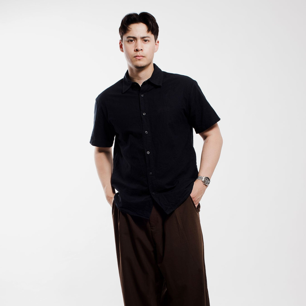 SLICE TOWN - SLICE TOWN Men's Cropped Button Down Shirt - The Agora Bangkok