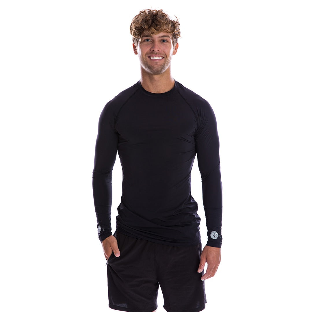 SPARMS Men's Round Neck 99.8% Sun Protection Black