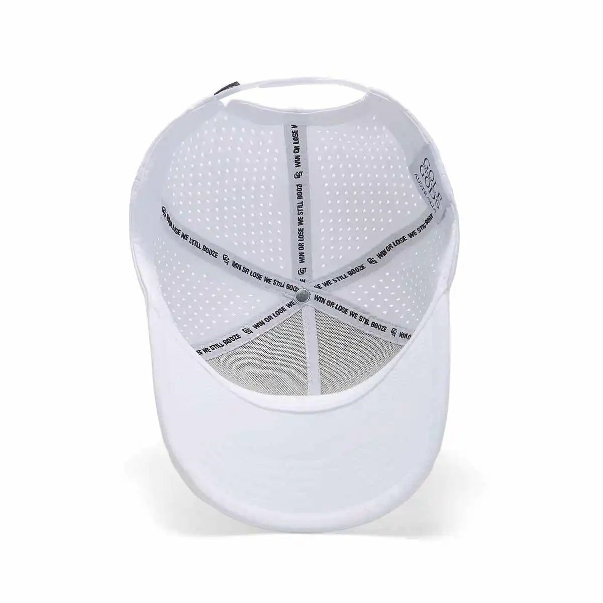 GOLF GODS Tour Pro Angry Golfer Golf Hat in White with Curved Brim