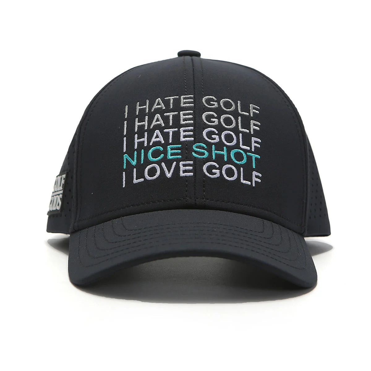 GOLF GODS Tour Pro I Hate Golf Hat in Black with Curved Brim