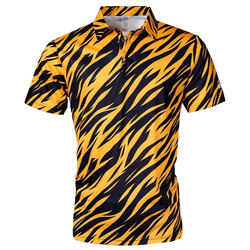 GOLF GODS Men's Tiger Stripes Cool Tech Performance Golf Polo