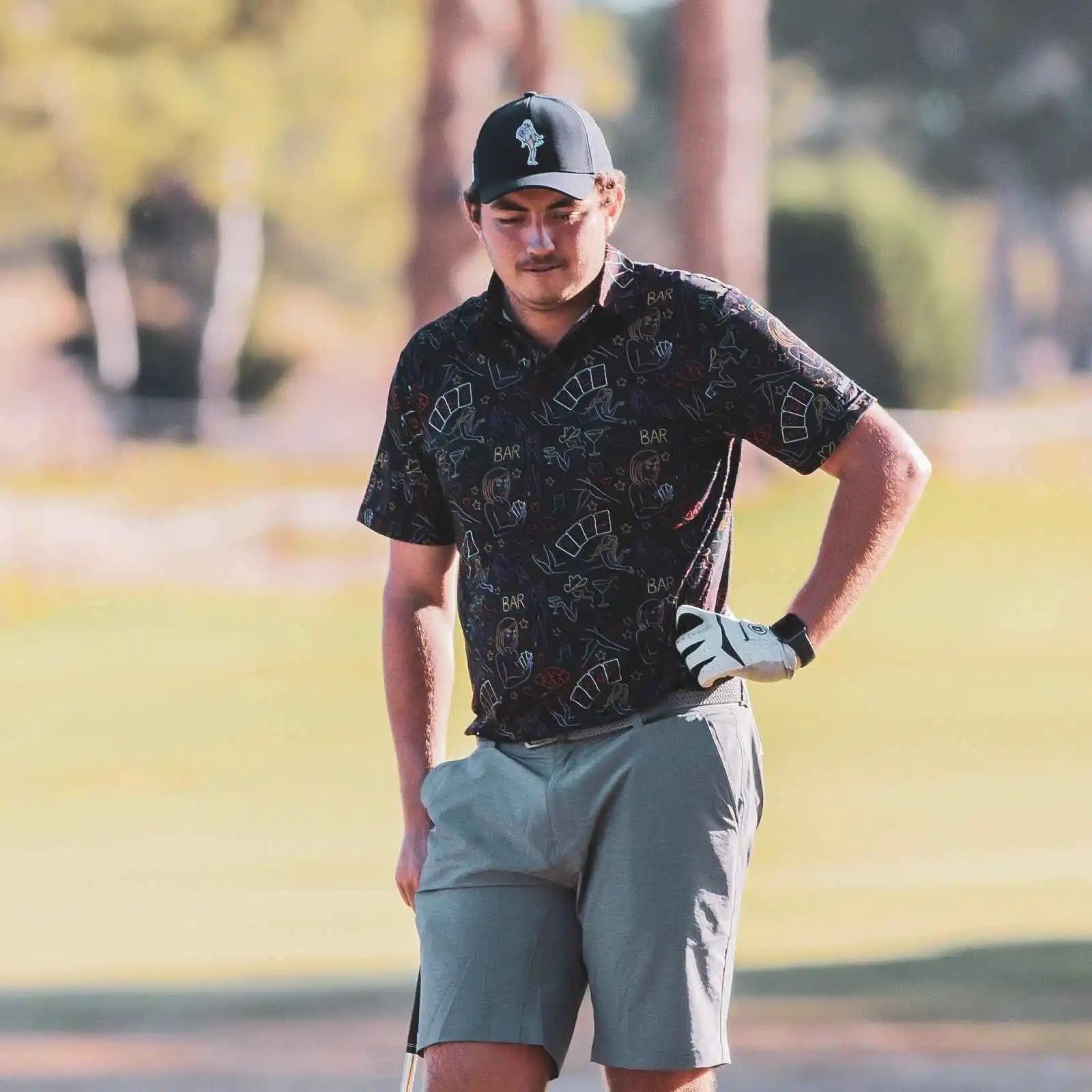 GOLF GODS Men's Vegas Nights Cool Tech Performance Golf Polo