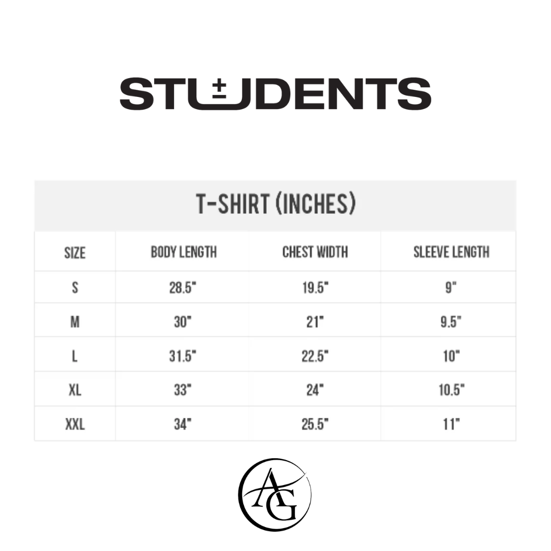 students golf t-shirt size guide